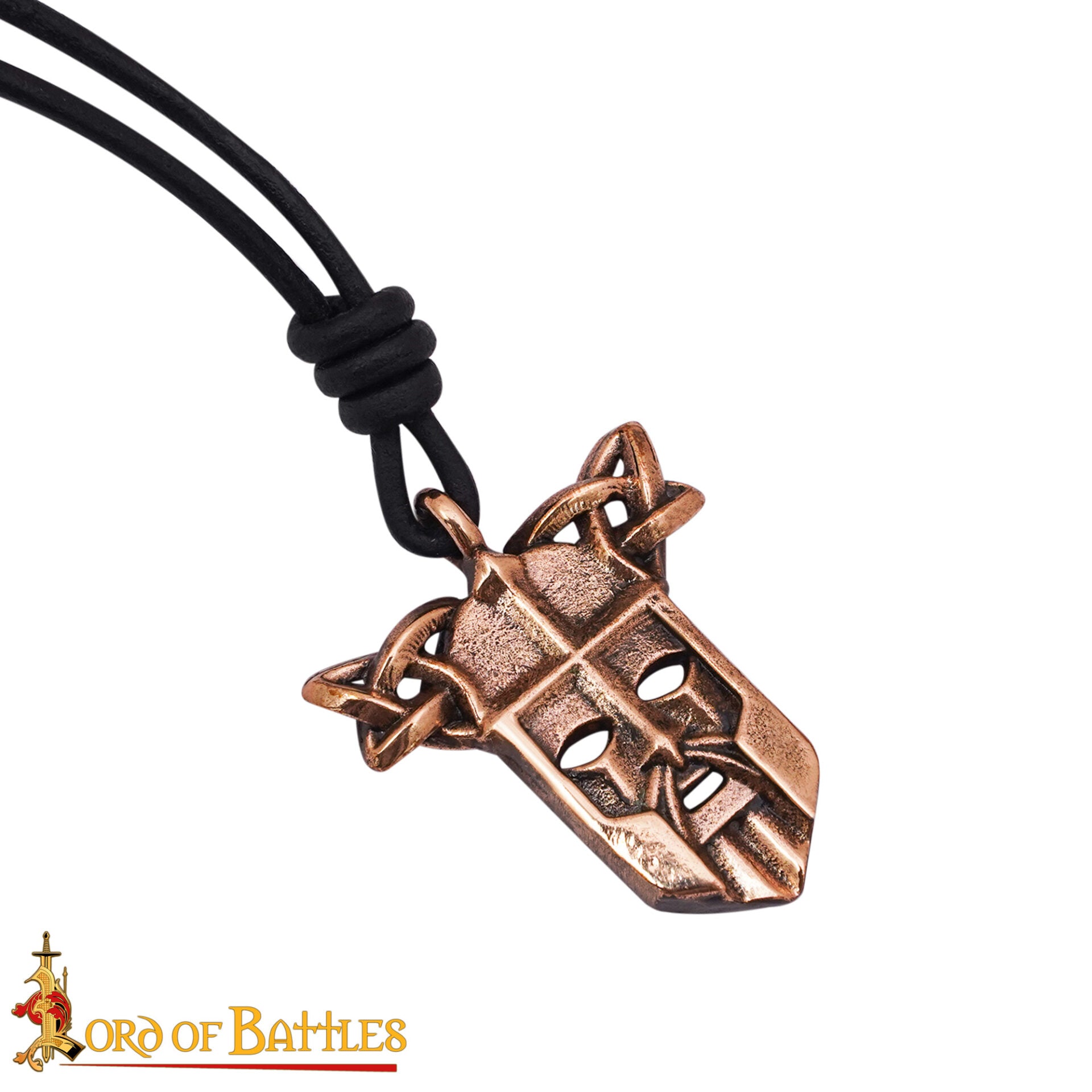 Colgante Máscara Vikinga - 2,9 X 3 Cm, Acabado en Bronce Antiguo con Detalle de Nudos - Imagen 4