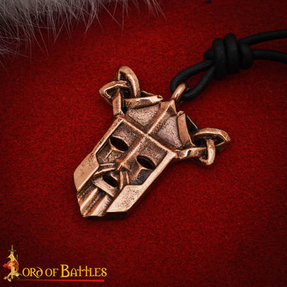 Colgante Máscara Vikinga - 2,9 X 3 Cm, Acabado en Bronce Antiguo con Detalle de Nudos - Imagen 1