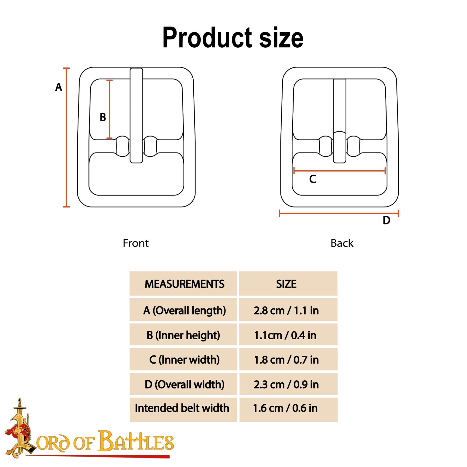 Hebilla Medieval de Latón para Cinturón - Marco Rectangular Compacto - Imagen 3