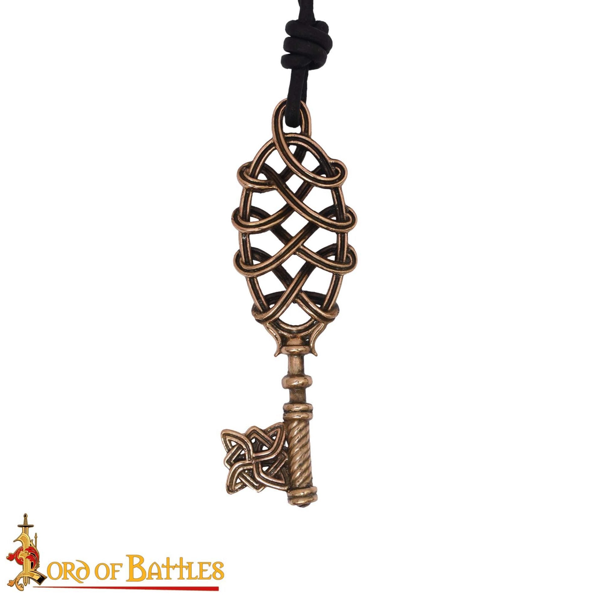 Collar Colgante Llave Vikinga de Bronce - Fundición a la Cera Perdida con Cordón de Cuero Ajustable - Imagen 5