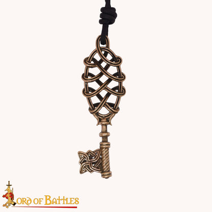 Collar Colgante Llave Vikinga de Bronce - Fundición a la Cera Perdida con Cordón de Cuero Ajustable - Imagen 15