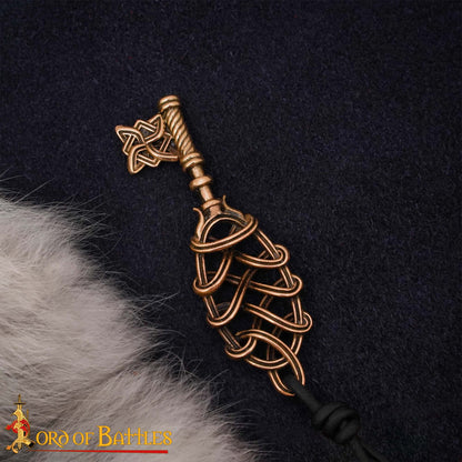 Collar Colgante Llave Vikinga de Bronce - Fundición a la Cera Perdida con Cordón de Cuero Ajustable - Imagen 7