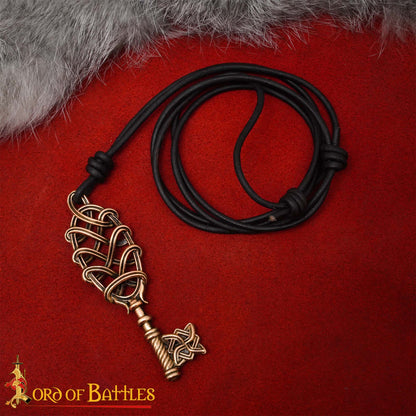 Collar Colgante Llave Vikinga de Bronce - Fundición a la Cera Perdida con Cordón de Cuero Ajustable - Imagen 8