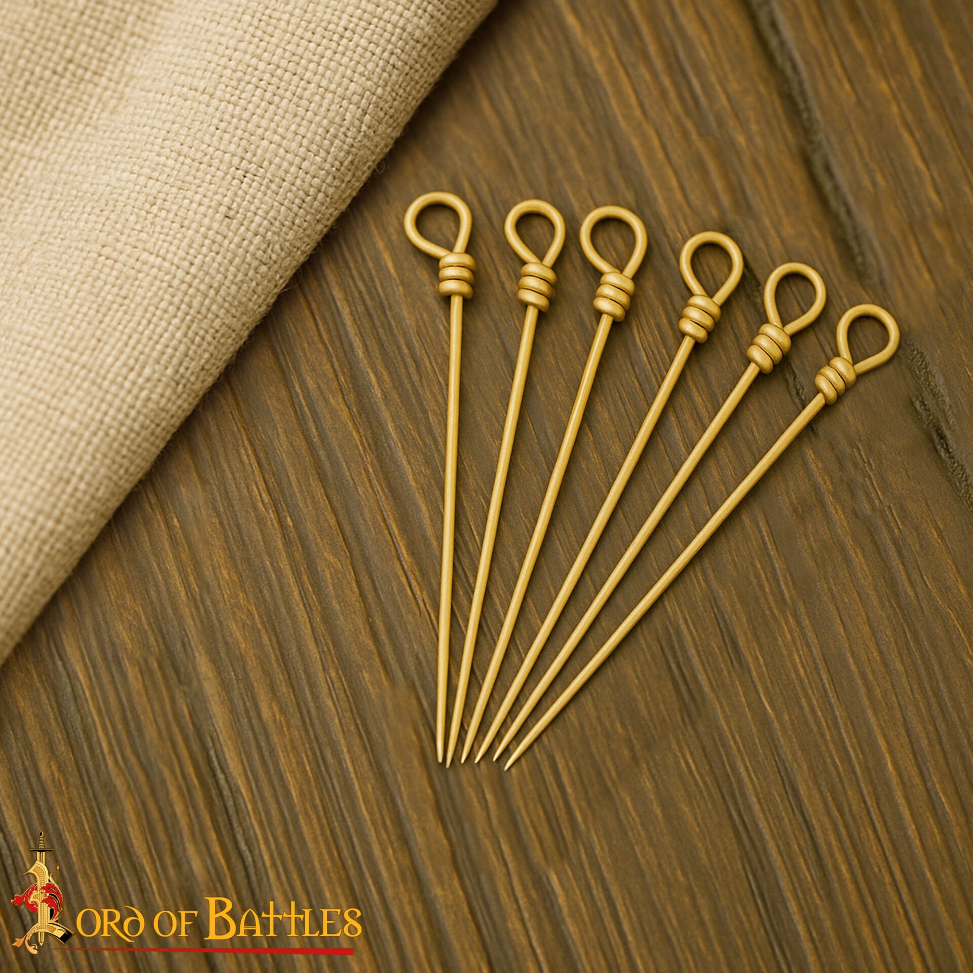 Juego de Alfileres de Coser Medievales de Latón - Juego de 6 Alfileres - Imagen 8