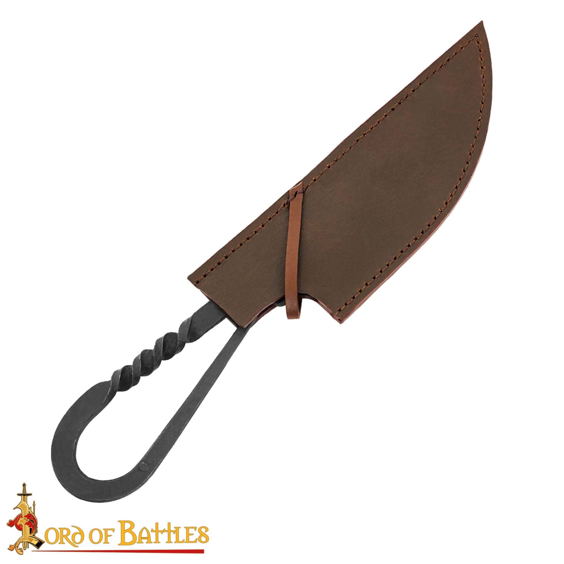 Auténtico Cuchillo Vikingo de Hierro Forjado a Mano - Mango Retorcido con Vaina de Cuero Auténtico - Imagen 5