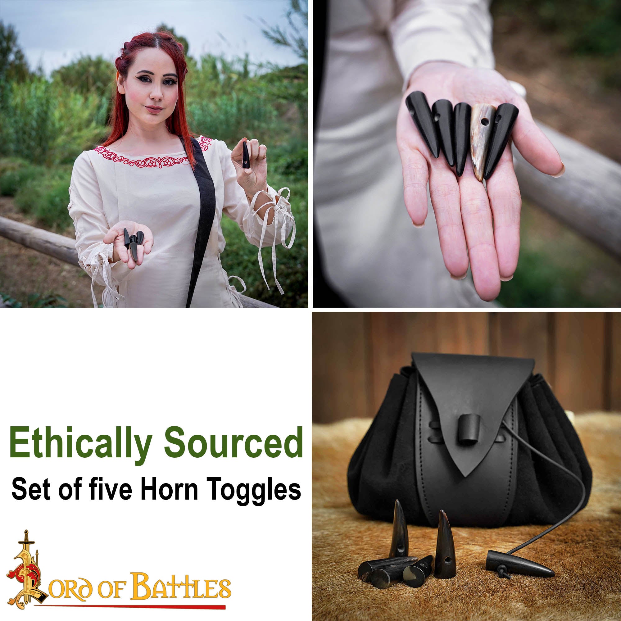 Juego de 5 Botones de Palanca de Cuerno Pulido Estilo Vikingo - Acabado a Mano con Cuerno de Buey Natural - Imagen 9