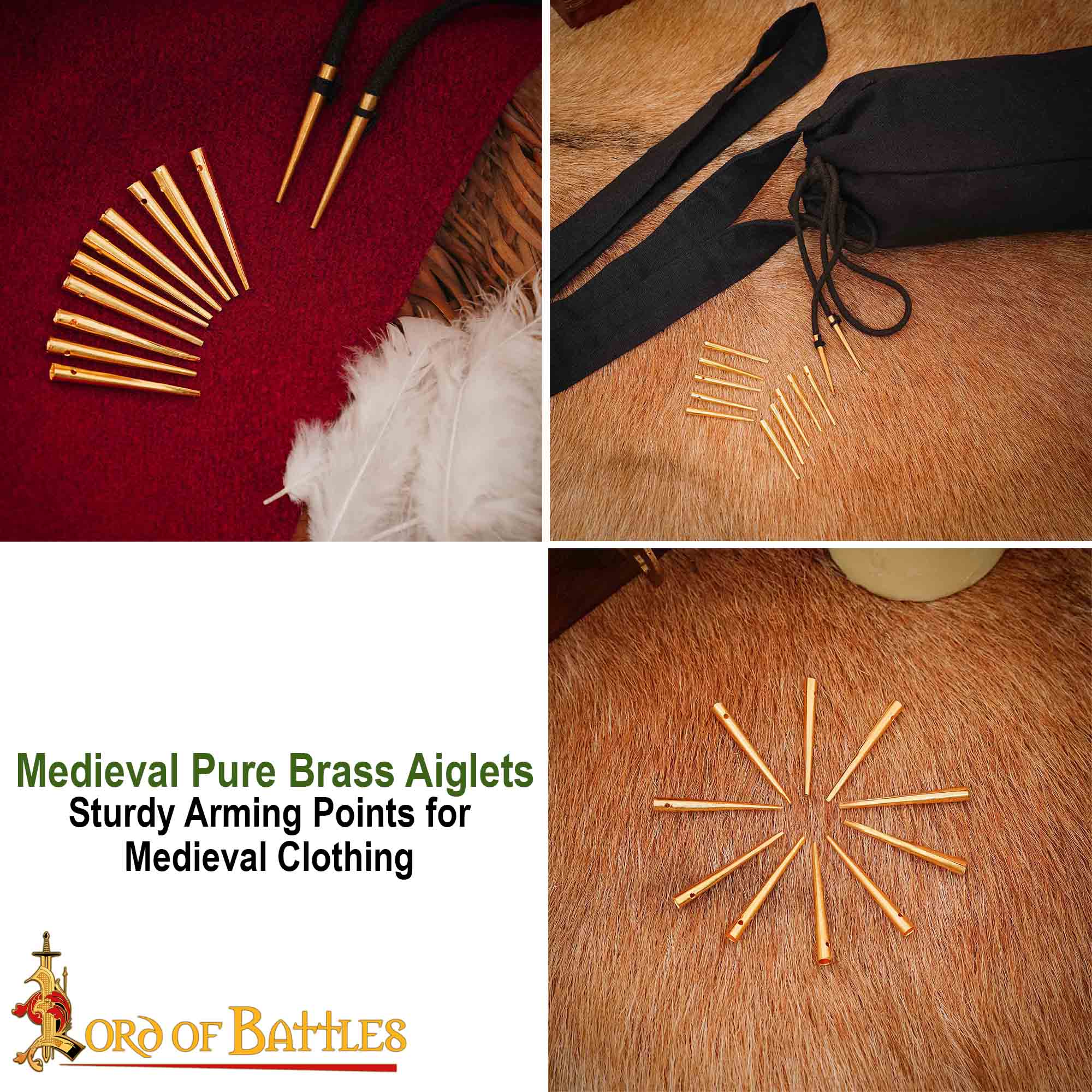 Aiglets Medievales de Latón - Juego de 10 Puntas de Cordón Resistentes (3,6 Cm) - Imagen 8