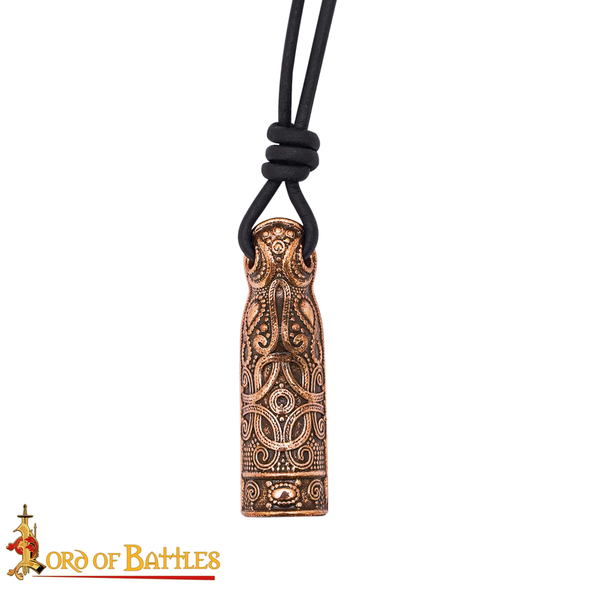 Colgante Amuleto de Bronce Nórdico del Siglo X - Acabado Antiguo con Cordón de Cuero - Imagen 4