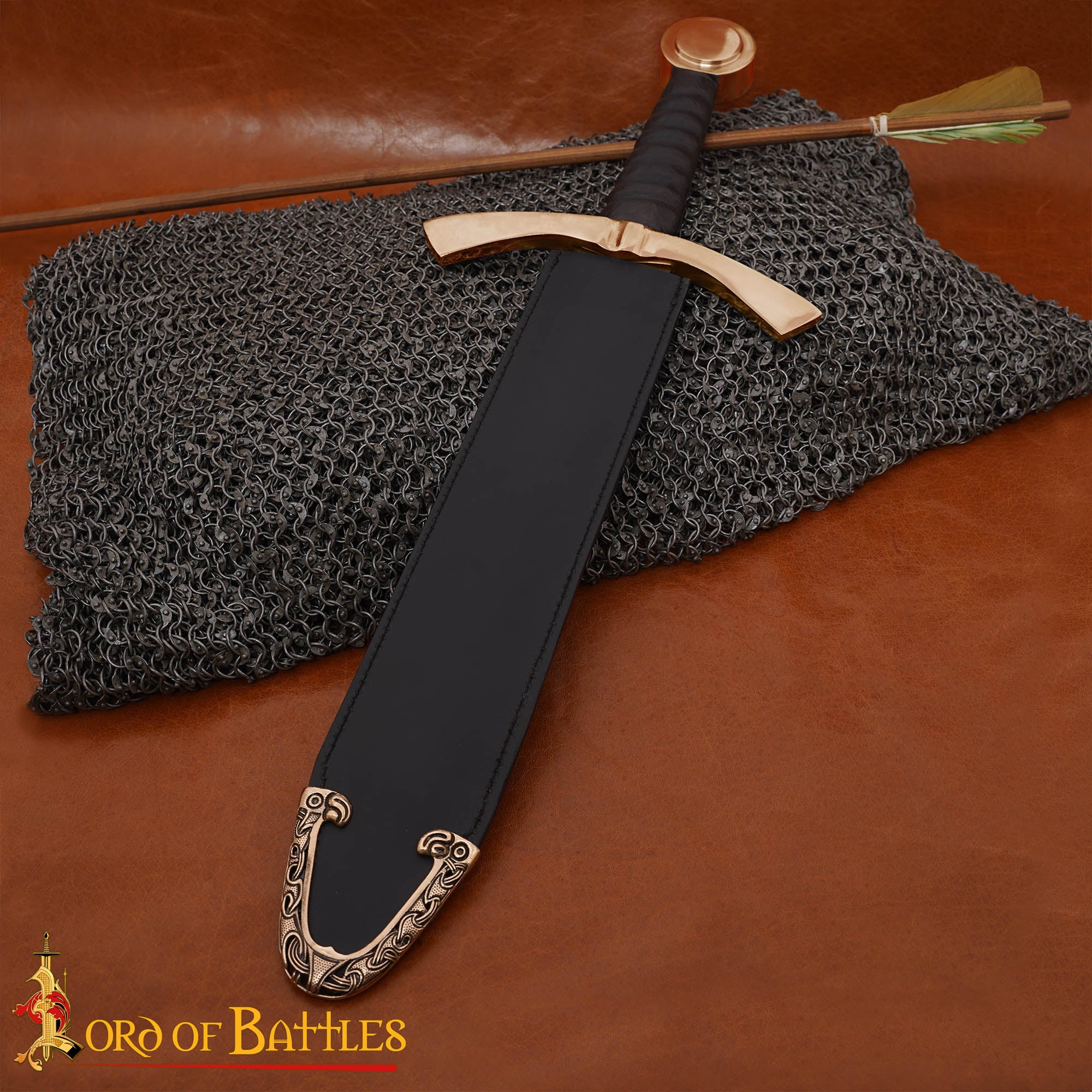 Espada Vikinga de Bronce Chape - Diseño Cabeza de Dragón - Imagen 8