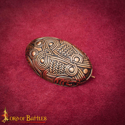 Broche de Tortuga de Bronce Vikingo de los Siglos Ix-x - Alfiler de Escudo Oval Fundido a la Cera Perdida - Imagen 6