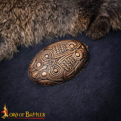 Broche de Tortuga de Bronce Vikingo de los Siglos Ix-x - Alfiler de Escudo Oval Fundido a la Cera Perdida - Imagen 1