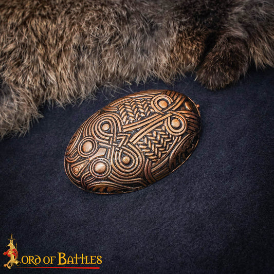 Broche de Tortuga de Bronce Vikingo de los Siglos Ix-x - Alfiler de Escudo Oval Fundido a la Cera Perdida - Imagen 1