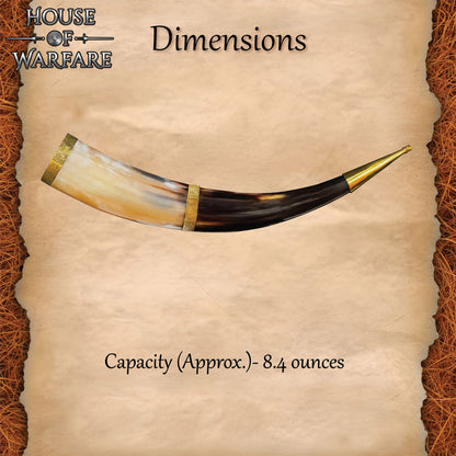 Cuerno Medieval Vikingo para Beber con Adornos de Latón - Larp, Temas Vikingos - Imagen 3