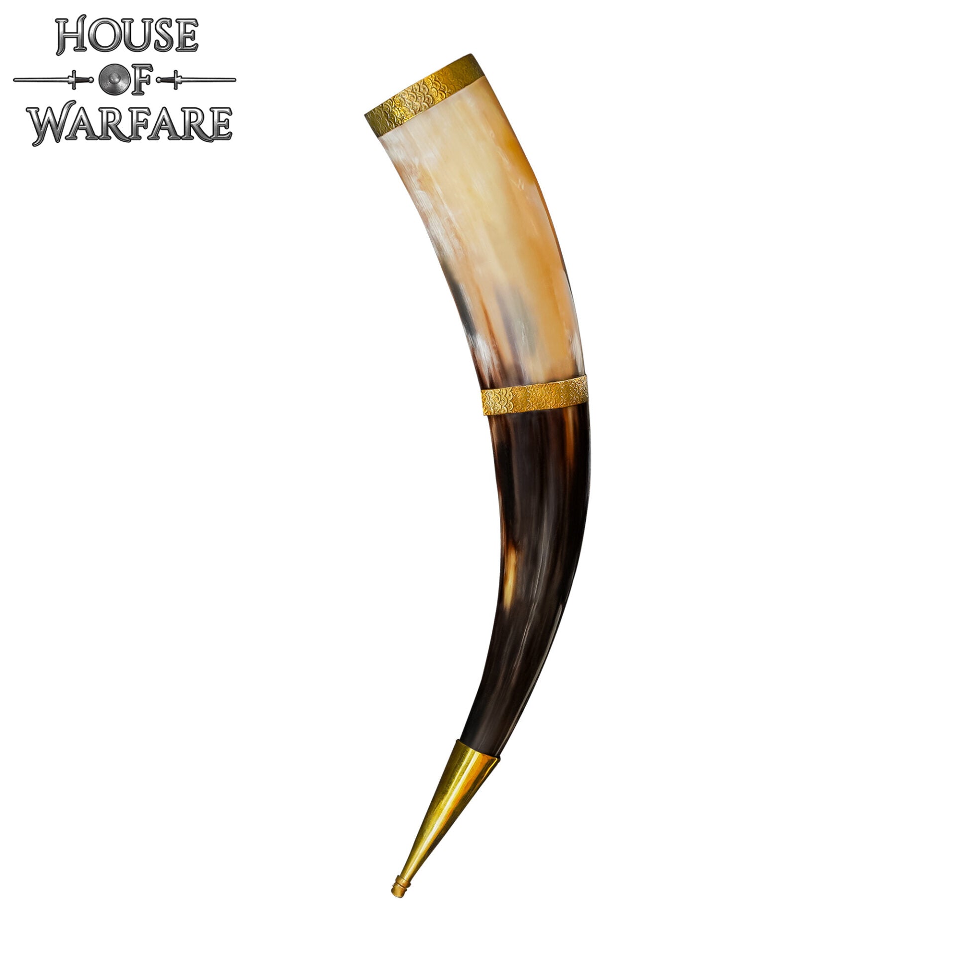 Cuerno Medieval Vikingo para Beber con Adornos de Latón - Larp, Temas Vikingos - Imagen 4