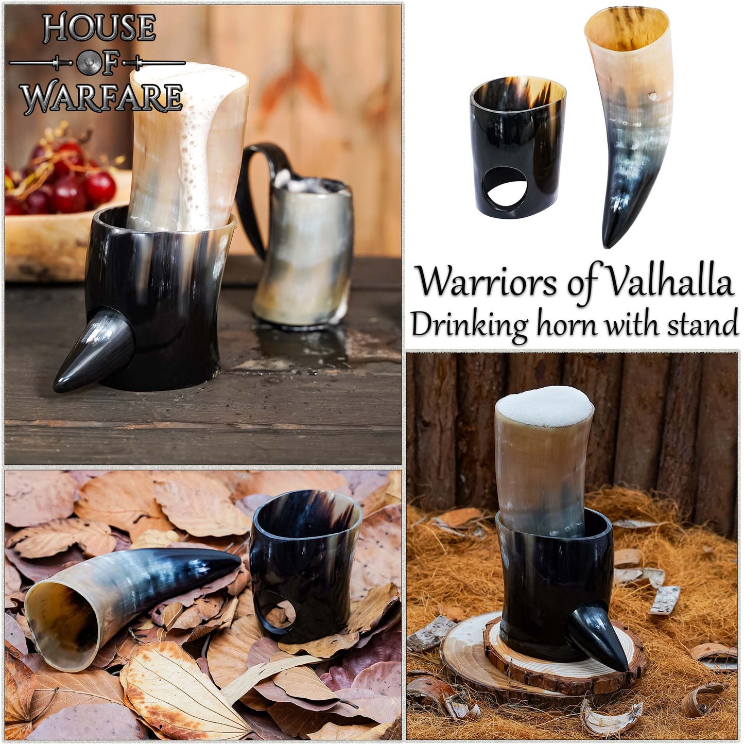 Vikingo Cuerno de Buey Pulido para Beber con Soporte - Imagen 8