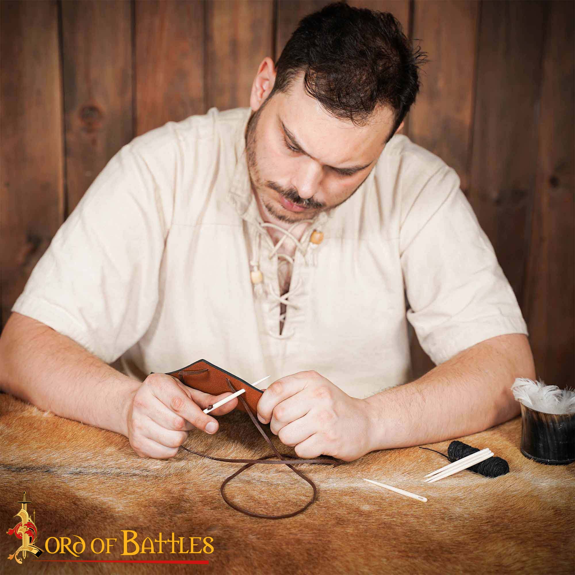 Juego de 5 Agujas de Bordar Medievales de Hueso - Talladas a Mano en Hueso de Buey de Origen Ético - Acabado Pulido - Imagen 5