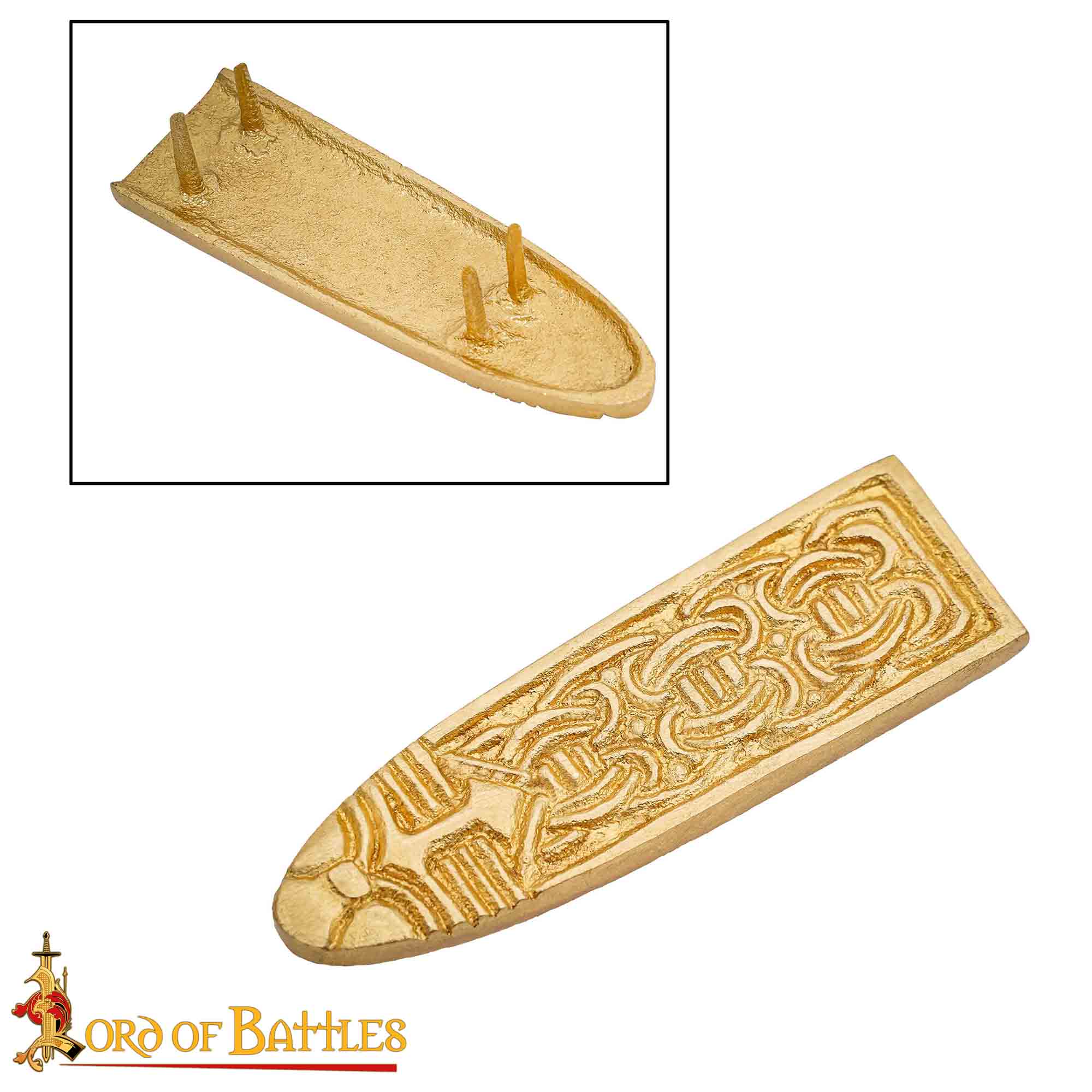 Chape Medieval de Latón Macizo para Cinturón - Diseño de Nudo Celta - Extremo de Cinturón de Latón Puro - Imagen 4