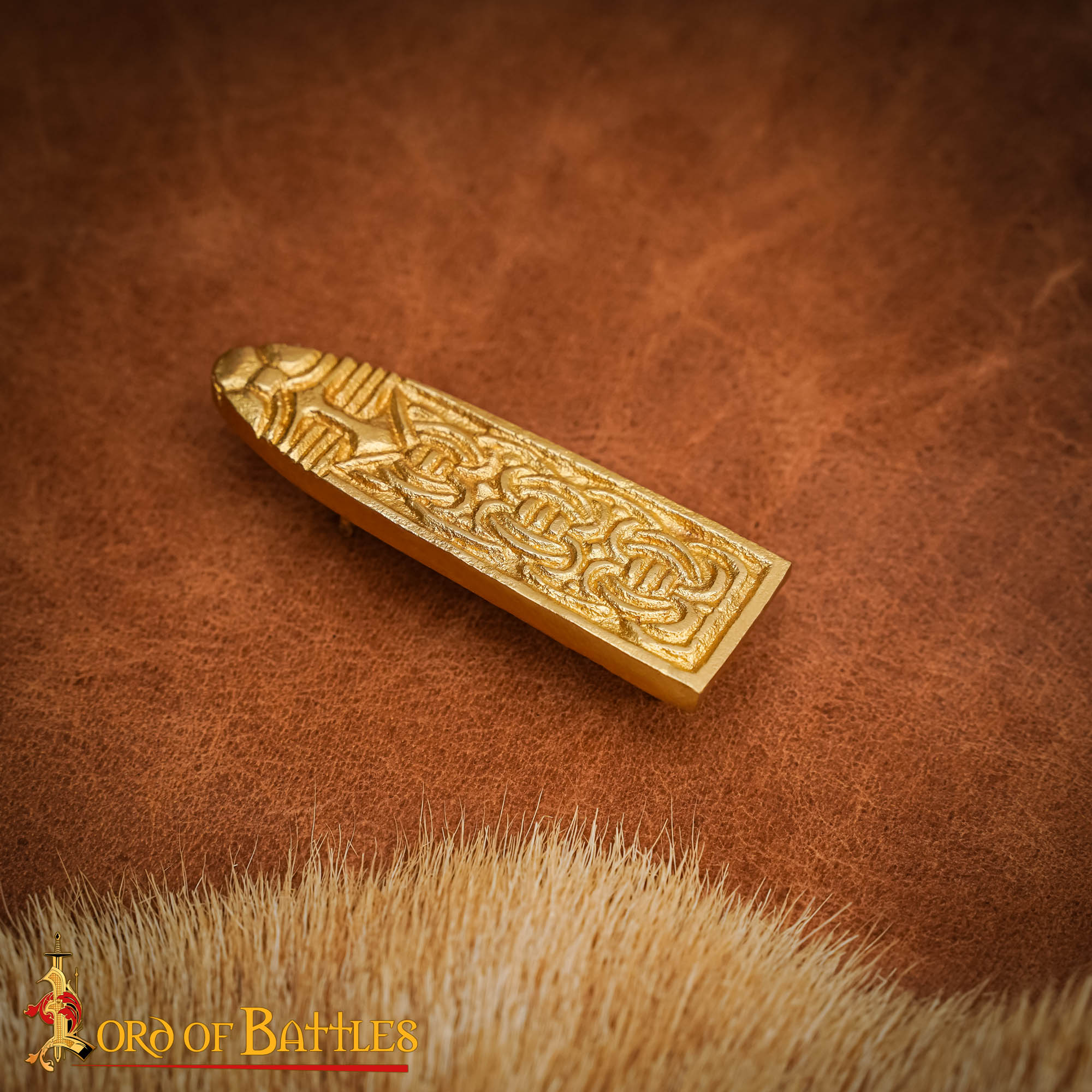 Chape Medieval de Latón Macizo para Cinturón - Diseño de Nudo Celta - Extremo de Cinturón de Latón Puro - Imagen 7