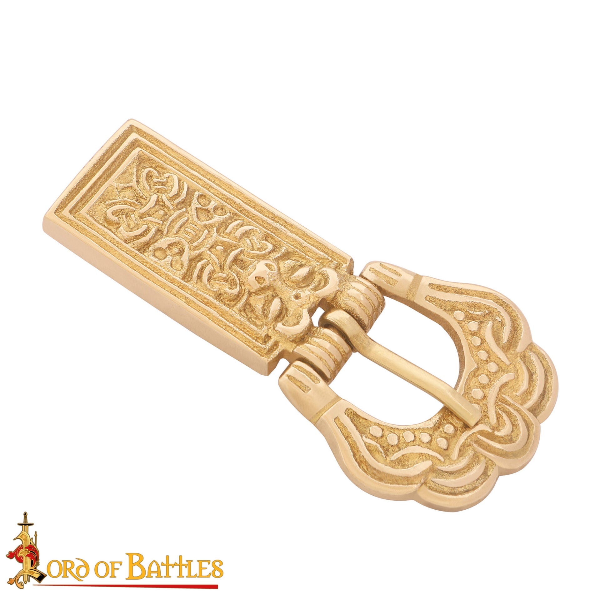 Hebilla Medieval de Latón para Cinturón - Accesorio Histórico Grabado - Latón Macizo - Imagen 4