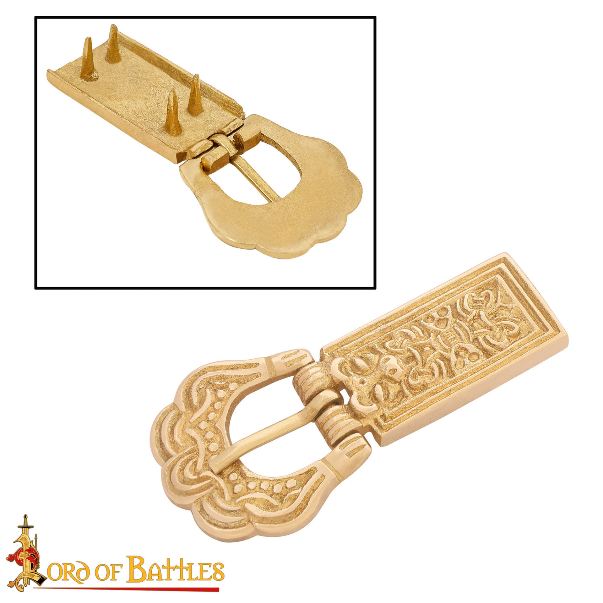 Hebilla Medieval de Latón para Cinturón - Accesorio Histórico Grabado - Latón Macizo - Imagen 5