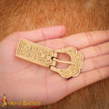 Hebilla Medieval de Latón para Cinturón - Accesorio Histórico Grabado - Latón Macizo - Imagen 1