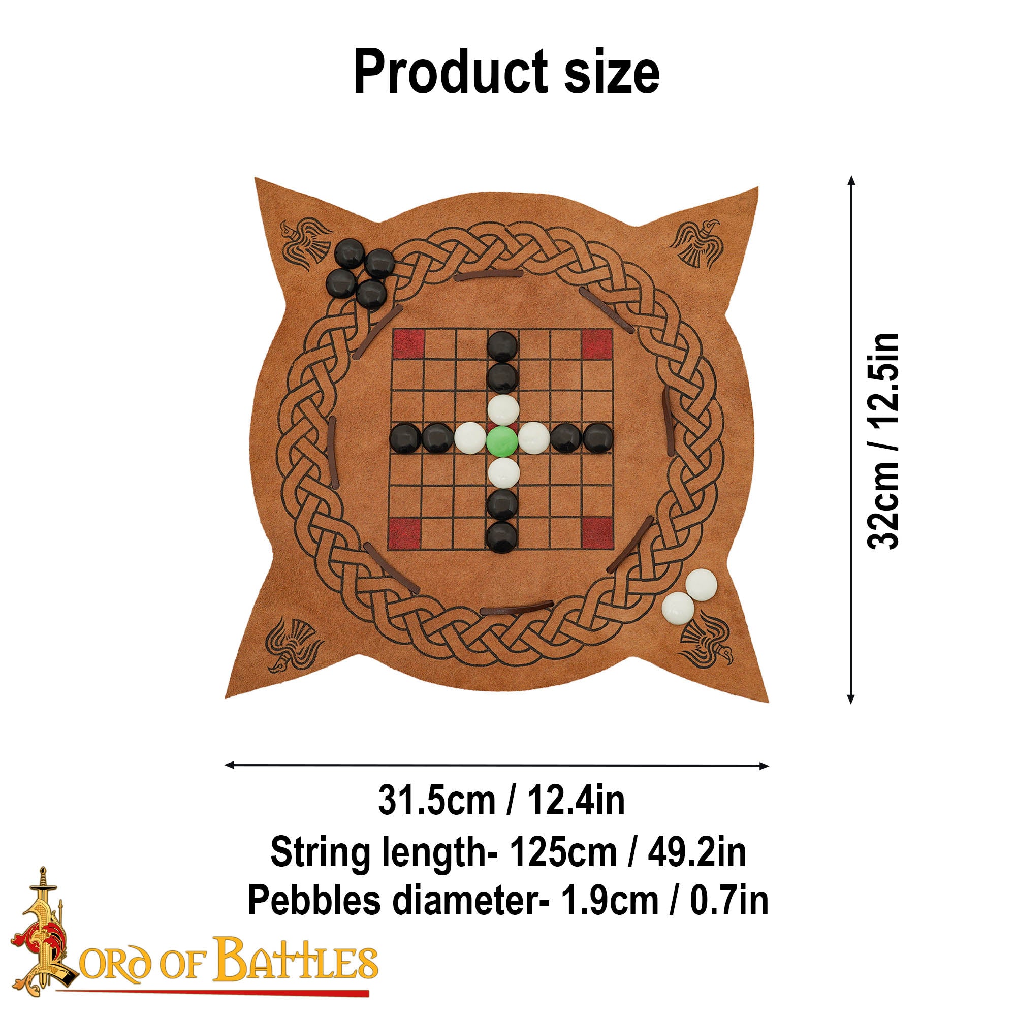 Juego Hnefatafl Vikingo del Siglo X - Edición de Viaje de Cuero Hecho a Mano - Imagen 3