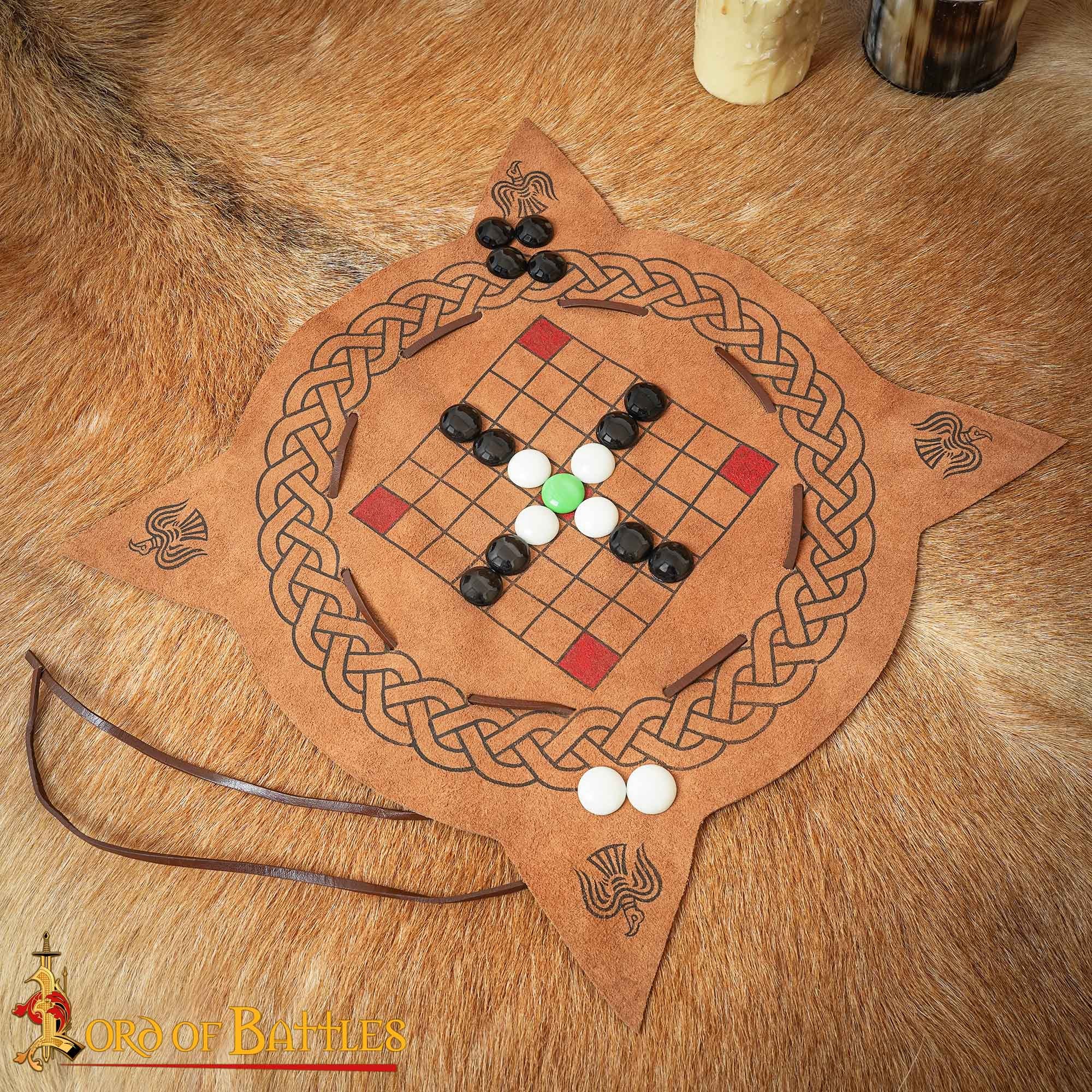 Juego Hnefatafl Vikingo del Siglo X - Edición de Viaje de Cuero Hecho a Mano - Imagen 1