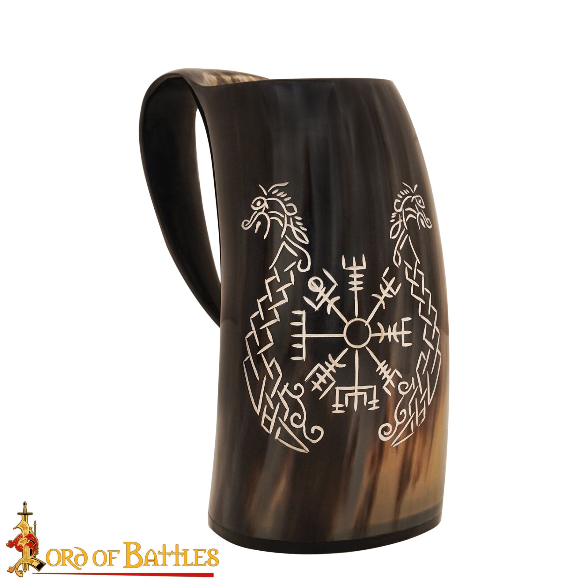 Viking Drinking Horn Tankard- Hecho a Mano con Grabado - Imagen 5