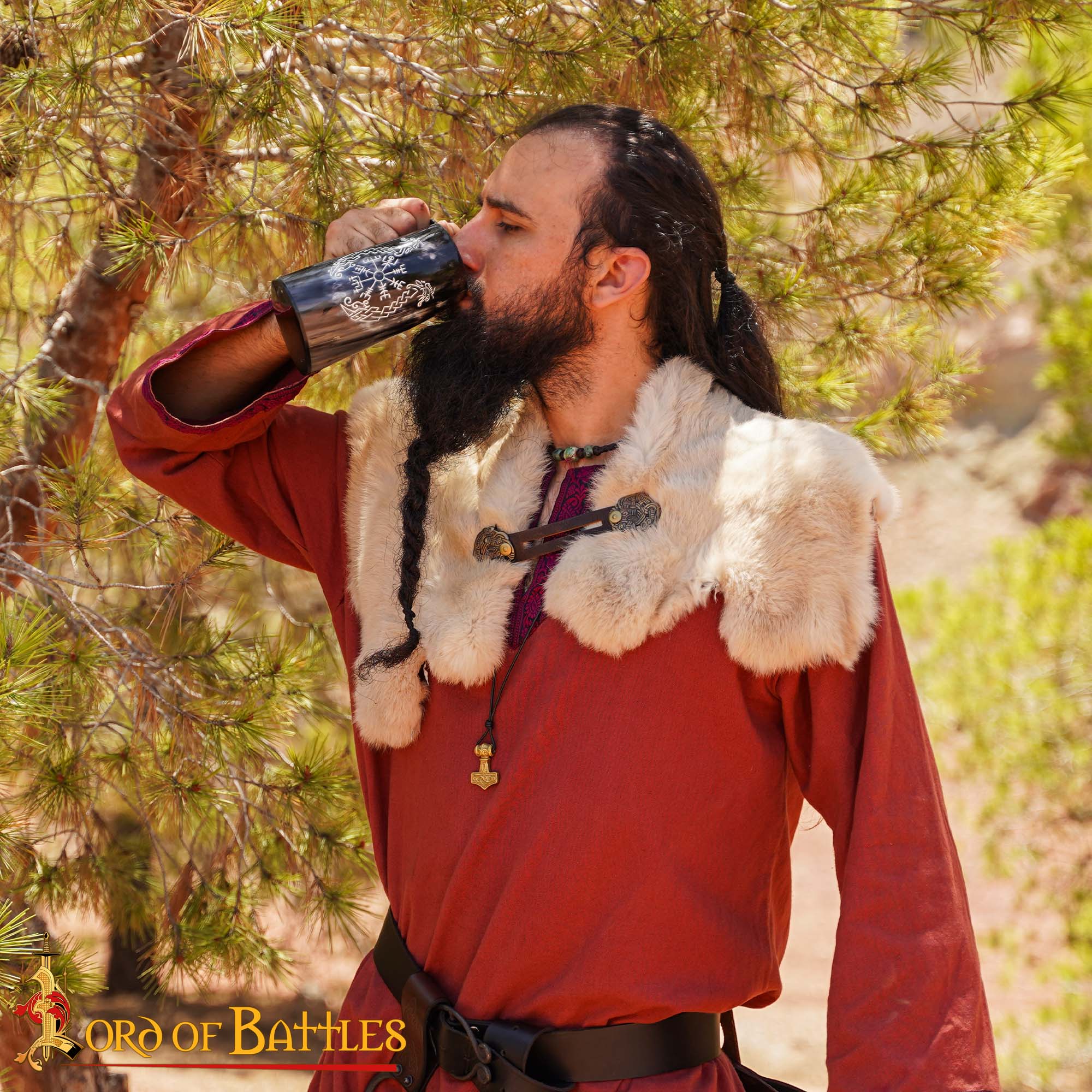 Viking Drinking Horn Tankard- Hecho a Mano con Grabado - Imagen 7