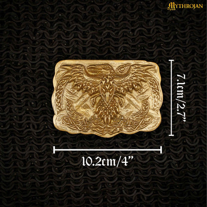 Mythrojan Viking Celtic Raven Belt Buckle - Solid Brass- Medieval, Sca, Renaissance Faire, Viking Larp Accessory - Imagen 3