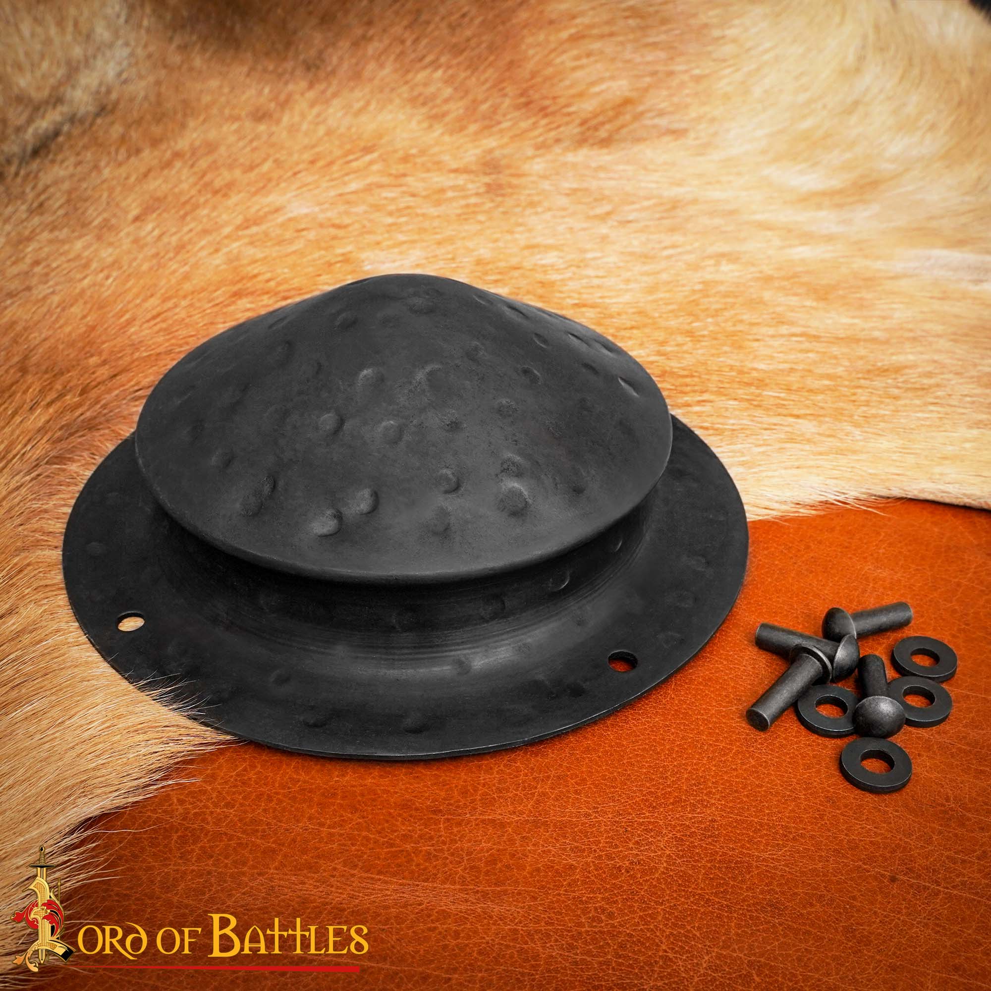 Escudo Cónico Medieval de Acero Forjado a Mano con Remaches de Montaje - Imagen 1