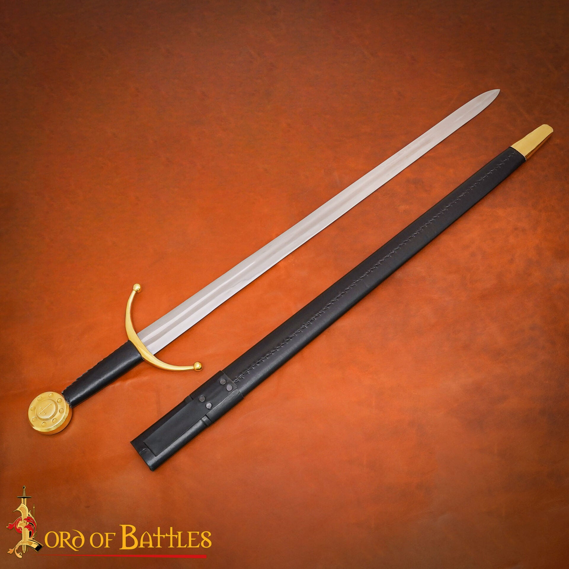 Espada Medieval Eduardo Iii Forjada a Mano con Vaina de Cuero - Imagen 6