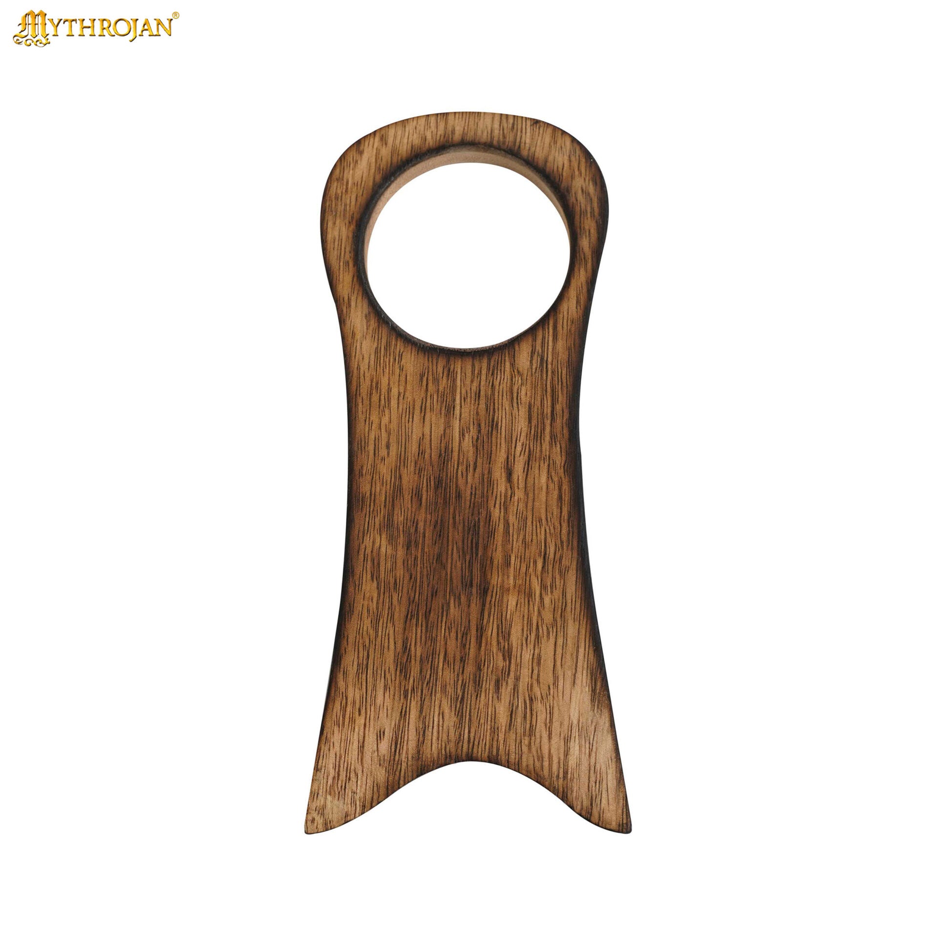 Mythrojan Estante de Cuerno para Beber de Madera Maciza | Acabado Natural Soporte Vikingo para Aguamiel | Soporte Medieval para Cuerno - Imagen 4