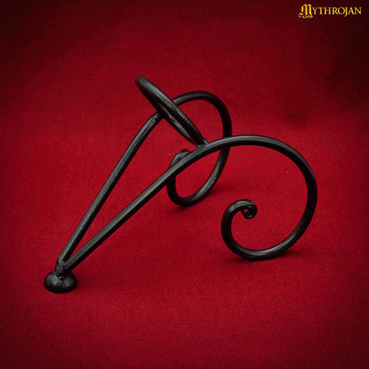 Mythrojan Soporte de Hierro Forjado a Mano para Cuerno de Cerveza Vikingo - Black Ale Horn Stand - Imagen 1