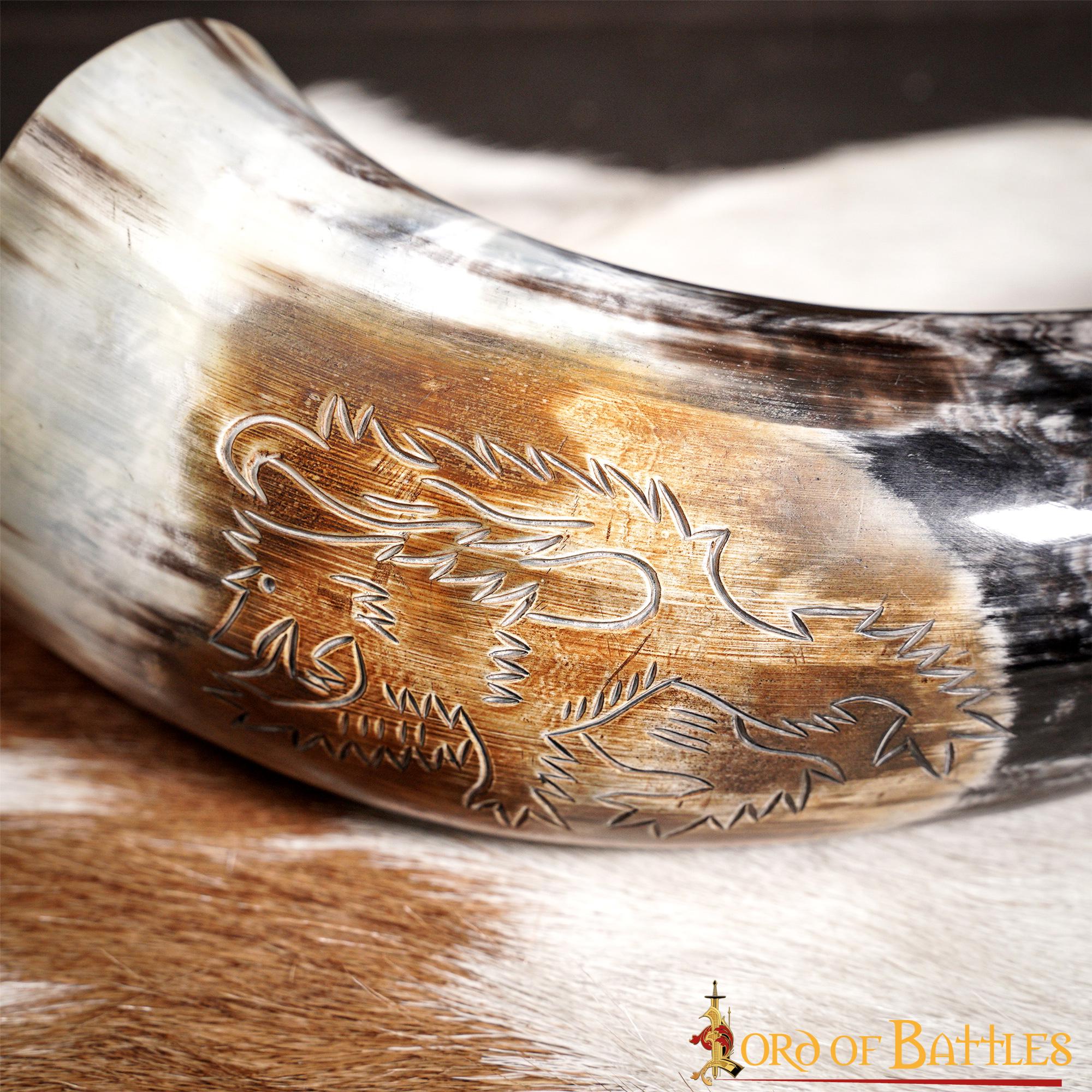 Cuerno Medieval para Beber 400 - 500 Ml Cuerno de Buey Auténtico Hecho a Mano - Imagen 11