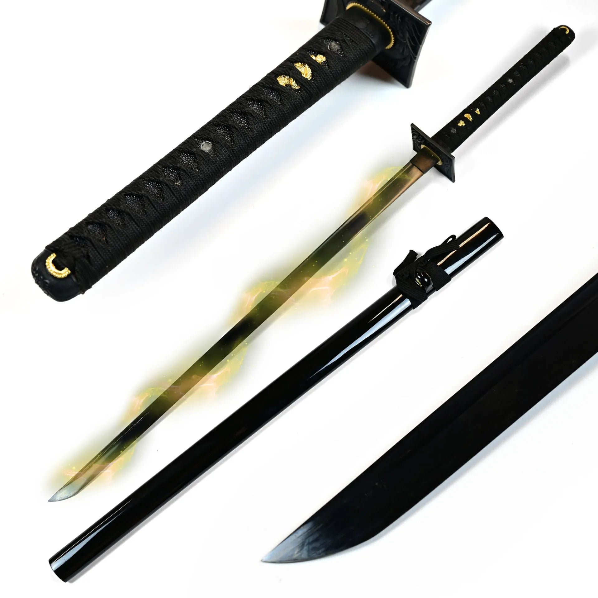 Ninjato Funcional Afilado – Acero de Damasco Negro