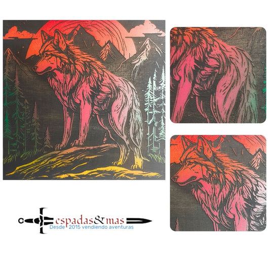 Graviertes Gemälde Wolf der Berge 2