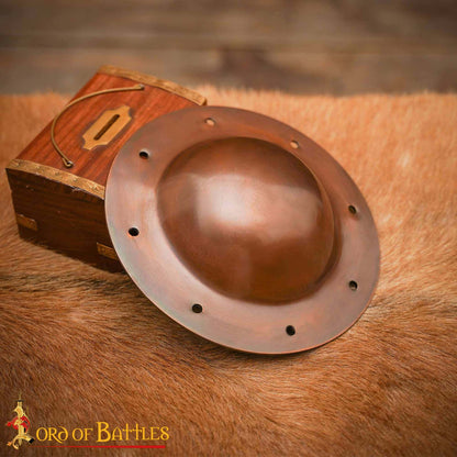Umbo de Jefe de Escudo Medieval Chapado en Cobre de Calibre 14 con Remaches - Imagen 6