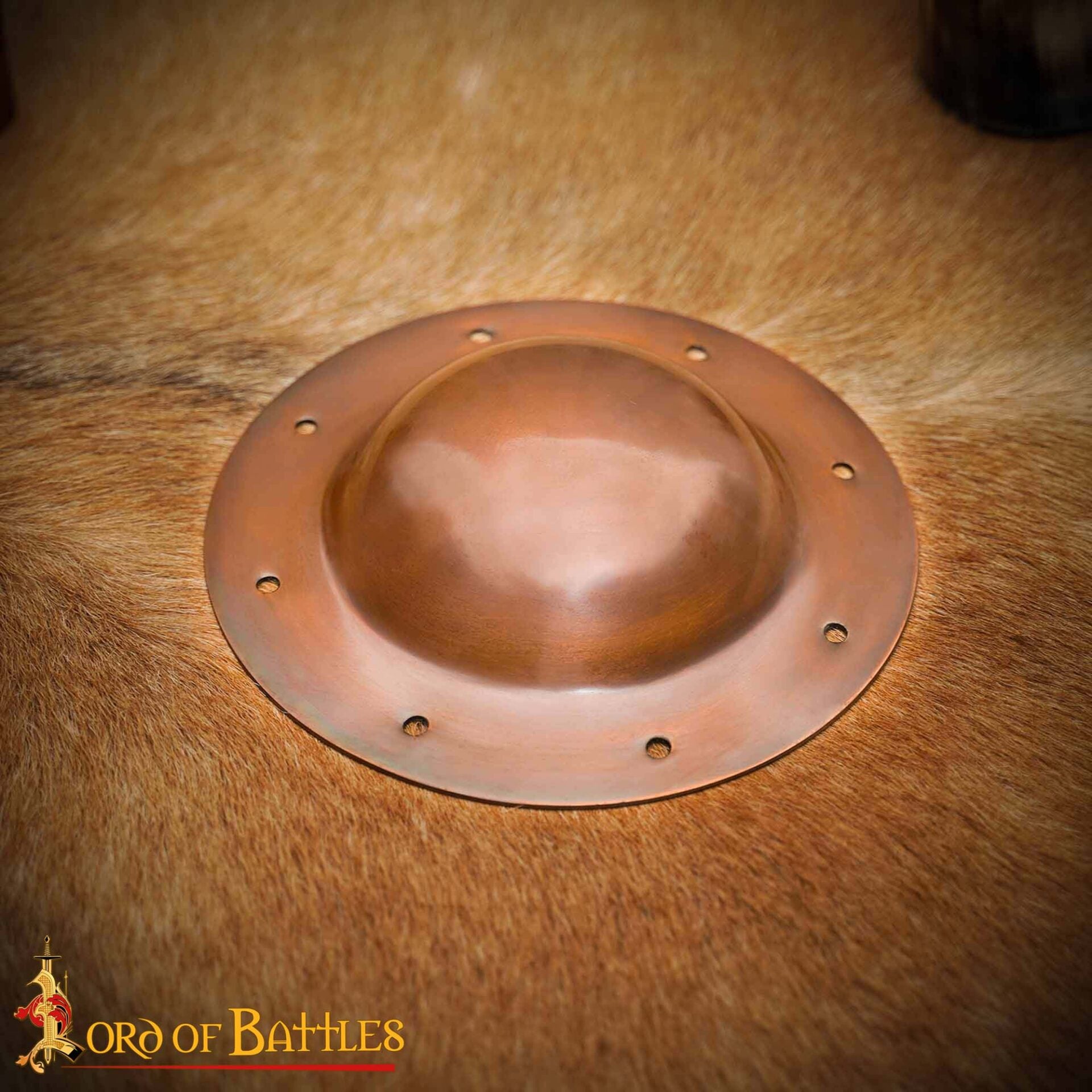 Umbo de Jefe de Escudo Medieval Chapado en Cobre de Calibre 14 con Remaches - Imagen 7