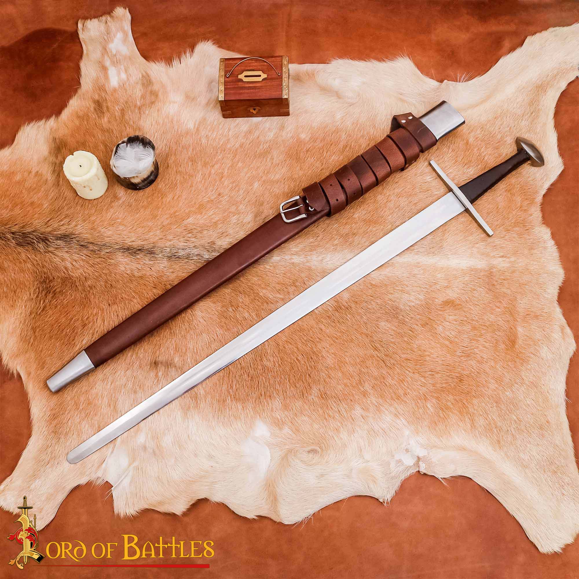 Espada Larga Normanda Forjada a Mano con Vaina de Cuero - Funcional - Imagen 1