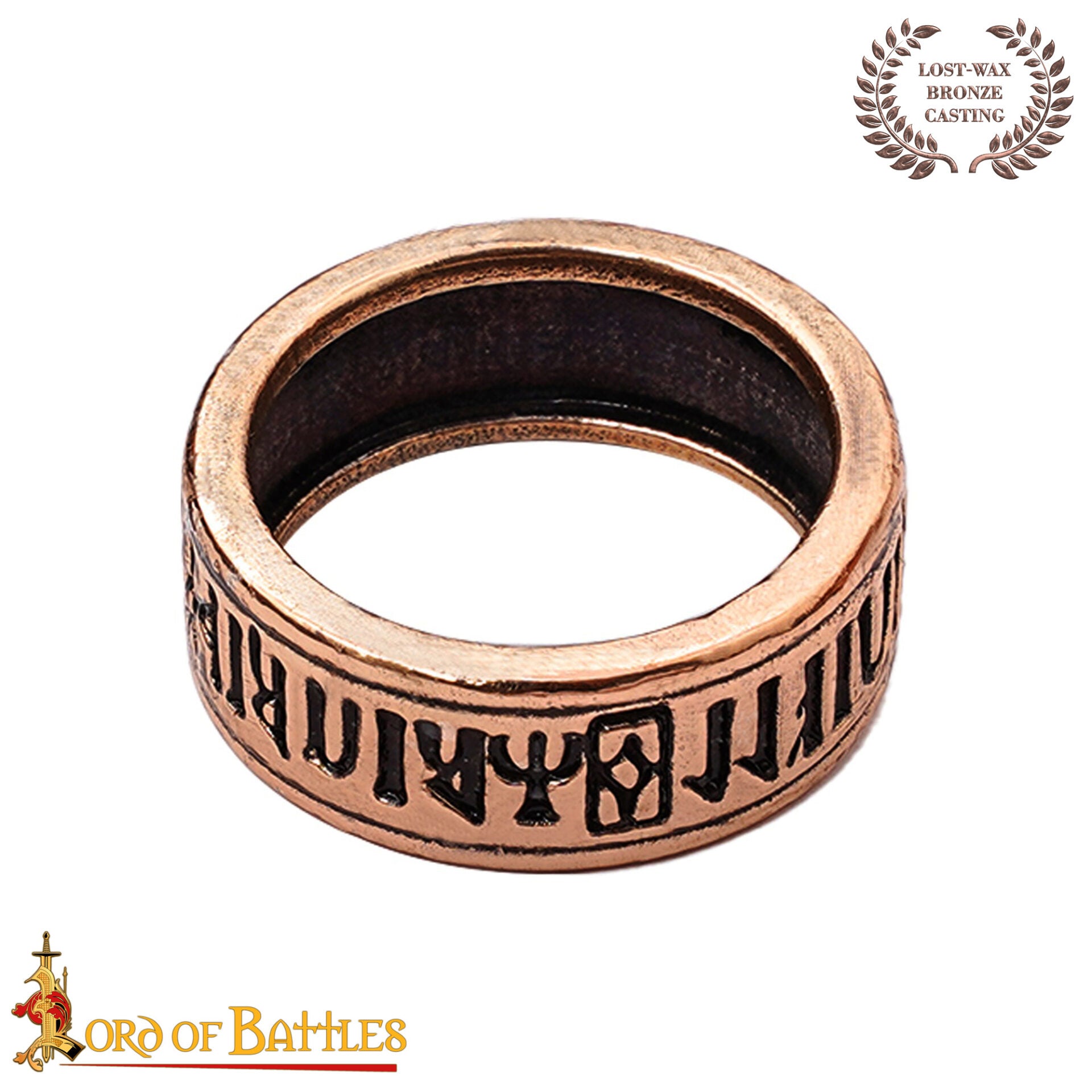 Anillo de Bronce del Siglo Xi-xii con Inscripción - Escritura Gótica, Fundición a la Cera Perdida - Imagen 3
