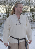 Camisa medieval pesada, com atacadores, tecida à mão, natural 1202201700
