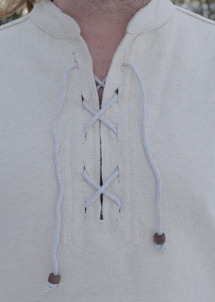 1202201700 Camisa medieval pesada, con cordones, tejida a mano, natural