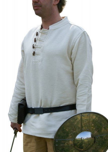 1202205800 Camisa Medieval tecida à mão com botões de madeira, natural