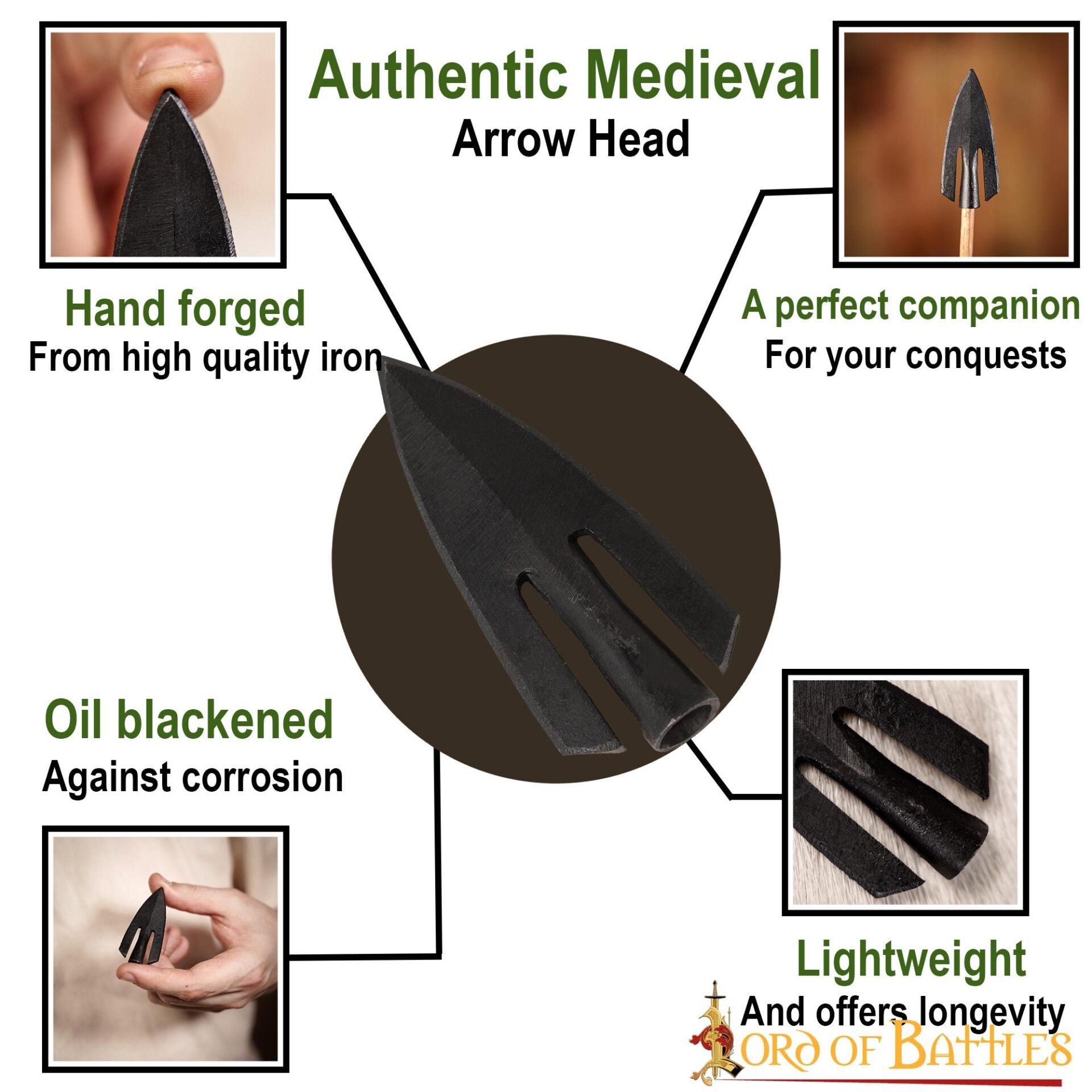 Punta de Flecha Medieval de Cola de Golondrina Forjada a Mano en Hierro - Imagen 4