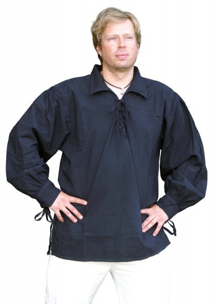 Camisa de la Baja Edad Media en algodón, negro 1216000120