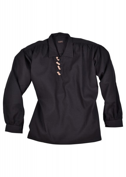 1280003120 Camisa medieval con botones de madera, negro