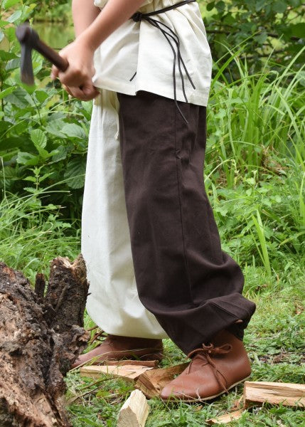 Thore children's loose medieval trousers, brown or brown/natural 1280010630