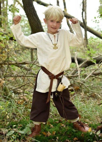 Pantalón medieval holgado Thore para niños, marrón o marrón/ natural 1280010630