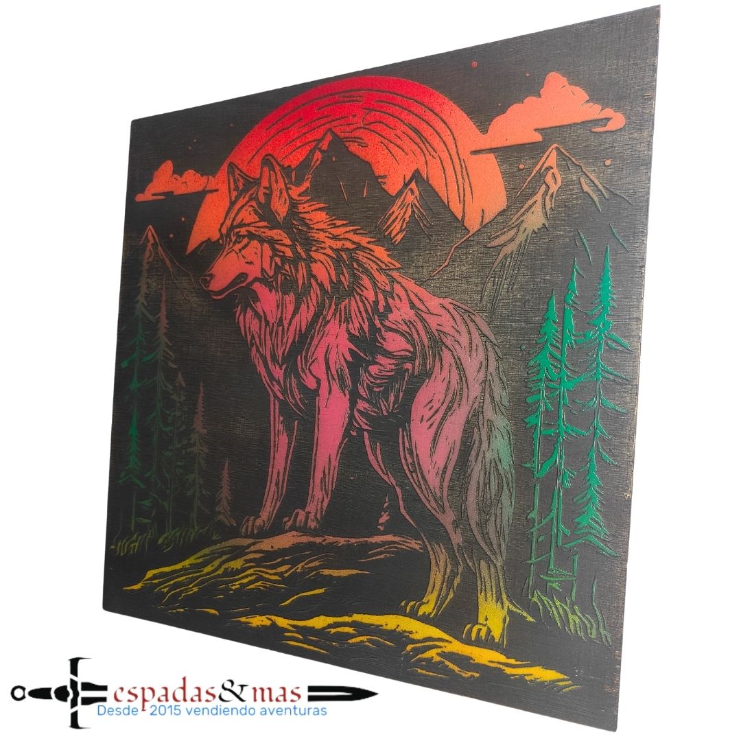 Graviertes Gemälde Wolf der Berge 2